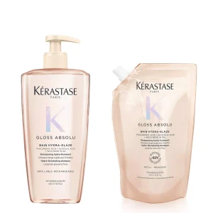 Gloss Absolu Bain Hydra-Glaze Anti-Frizz Shampoo Value Size and Refill Pouch